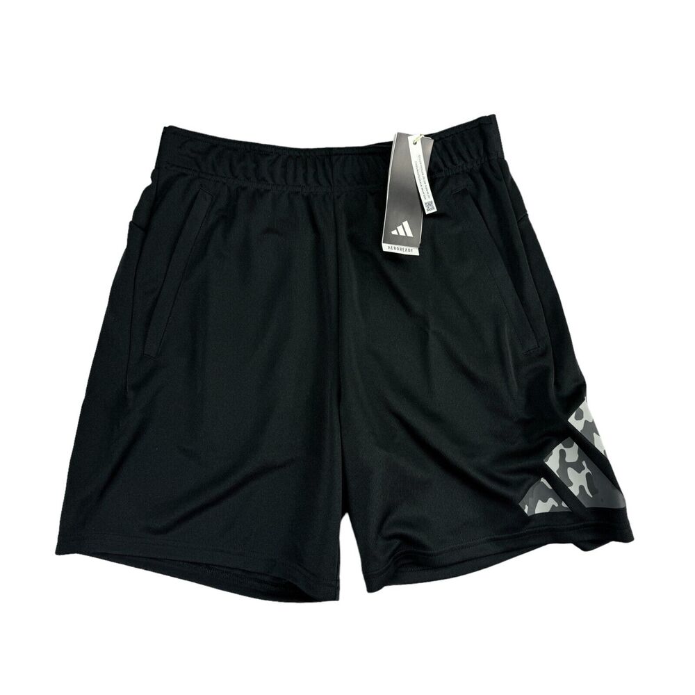 Adidas Mens Essentials Seasonal Camo Logo 7" Athletic Training Shorts Black S